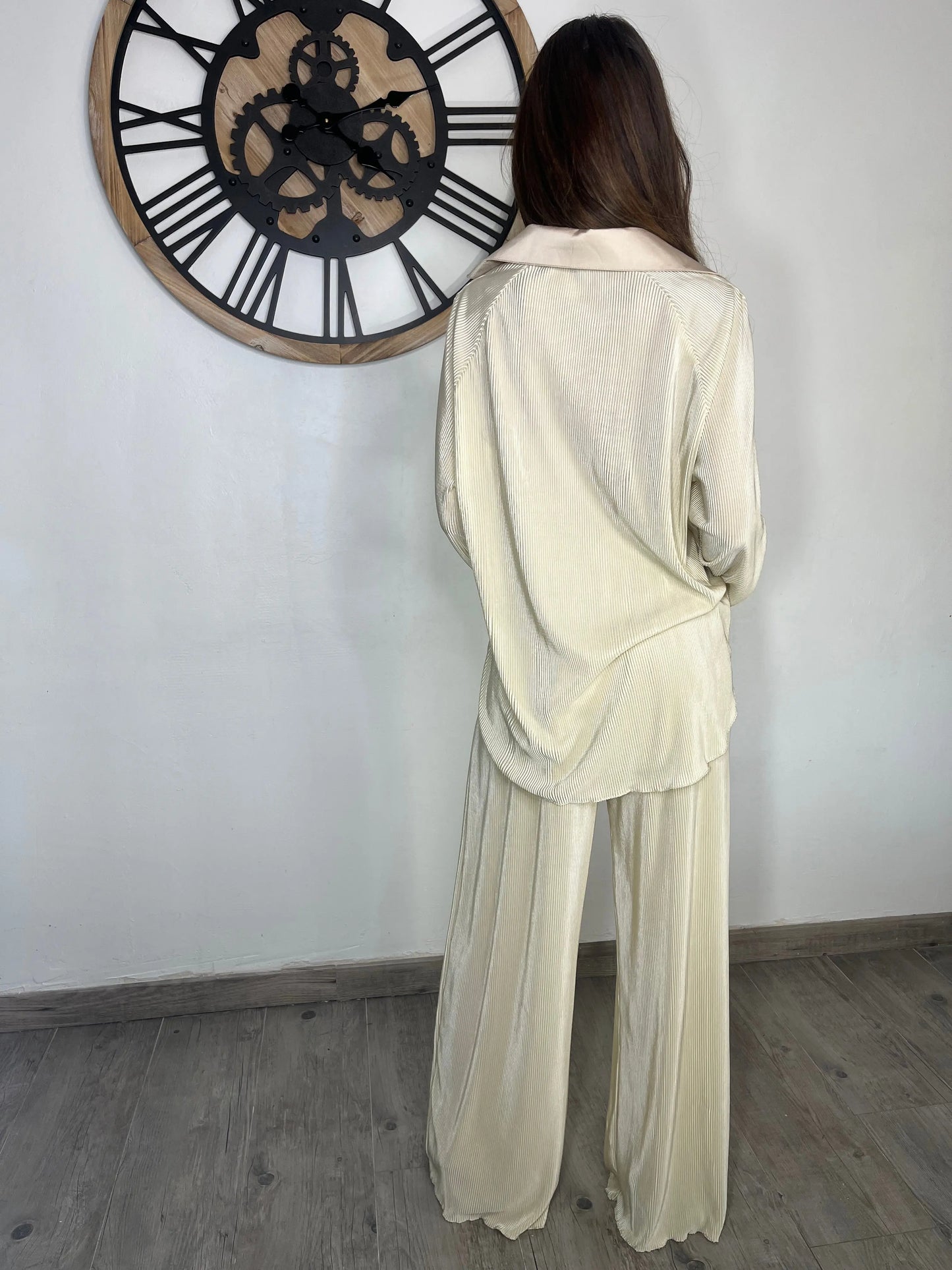 Ensemble satiné - BEIGE (Blouse/Pantalon) THE ONE STORE