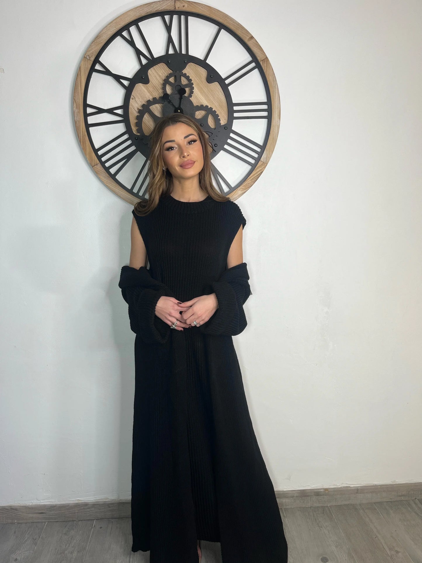 Ensemble "SOUTH" en maille - NOIR (Veste/Robe) THE ONE STORE